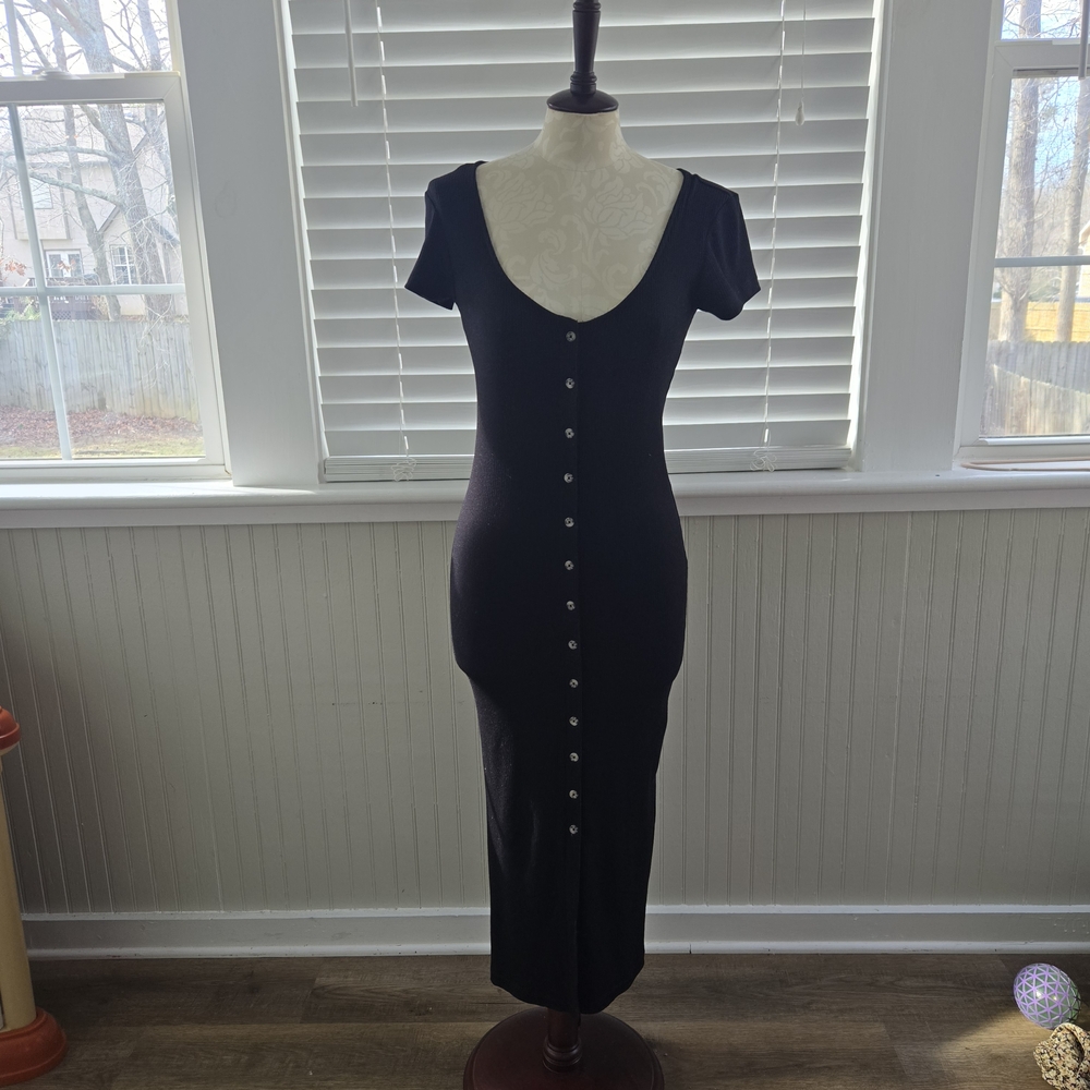 Elegant Black Button-Down Dress
